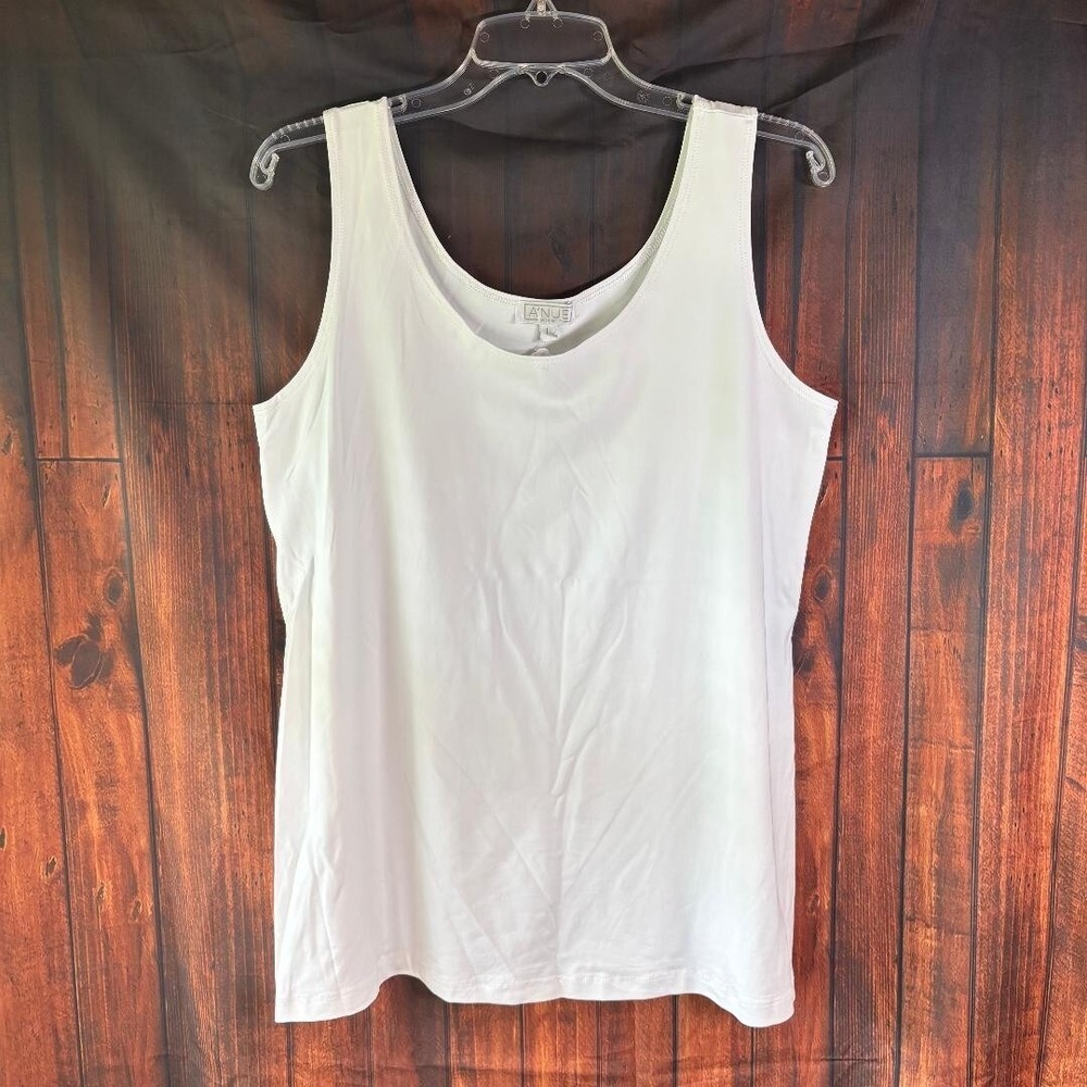 A'nue White Miami A Line Tank Women's Size L Classic Made in USA NWT
